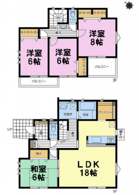 間取り図　4LDKの魅力的な間取り！LDKはゆったりとした空間で家族とリラックスして過ごせそうです！収納も豊富なので荷物も沢山収納出来ます。便利な設備満載のお部屋で暮らしも充実したものになりそうです！