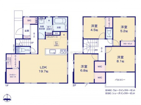 間取り図　4LDKの魅力的な間取り！LDKはゆったりとした空間で、ご家族との団らん時間が、より一層充実したものになりますね！家族との仲が深まり、自然と笑顔が増えそうです！