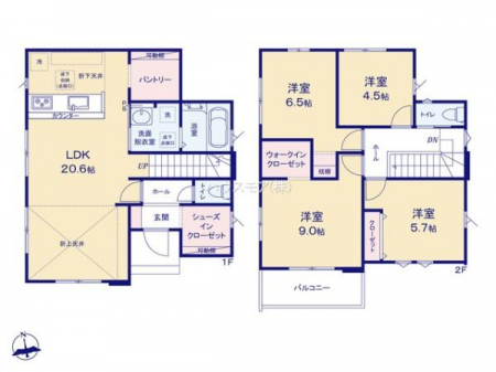 間取り図　4LDKの魅力的な間取り！LDKはゆったりとした空間で、ご家族との団らん時間が、より一層充実したものになりますね！家族との仲が深まり、自然と笑顔が増えそうです！