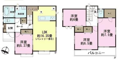 間取り図　4LDKの魅力的な間取り！LDKはゆったりとした空間で、ご家族との団らん時間が、より一層充実したものになりますね！家族との仲が深まり、自然と笑顔が増えそうです！