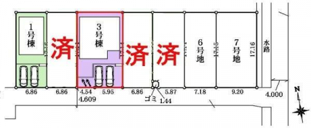 区画図　カースペースは2台付き！セカンドカー持ちの方や急な来客時にも安心ですね
物件探しのご条件・ご要望などありましたら、何なりと弊社スタッフまでお申し付けください！現地販売開催中です！
