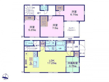 間取り図　4LDKの魅力的な間取り！LDKはゆったりとした空間で、ご家族との団らん時間が、より一層充実したものになりますね！家族との仲が深まり、自然と笑顔が増えそうです！