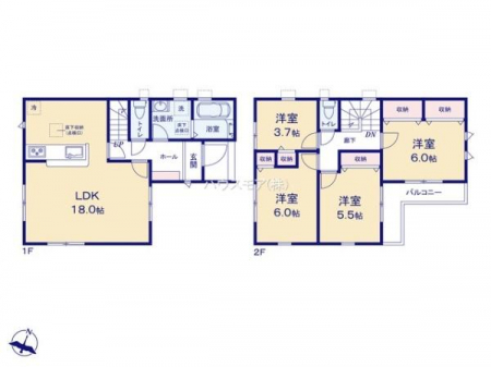 �Ԏ��}�@4LDK�̂�Ƃ肠��Ԏ��́A�Ƒ����ꂼ��̋��ꏊ���m�ۂ��A
LDK�𒆐S�ɂ��������Œc���̎��Ԃ��L���ɁB
�S�����[�����ŏZ��Ԃ���������ۂĂ�݌v�ł��B