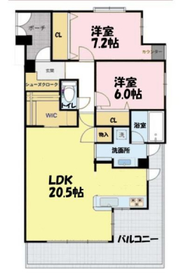 �Ԏ��}�@������Ԃƃv���C�x�[�g��Ԃ𕪂��₷���A�g������̗ǂ�2LDK�̊Ԏ��B
LDK�͂�Ƃ�̂���L�����m�ۂ��A�Ƒ��c���̎��Ԃ�S�n�悭���߂������������܂��B