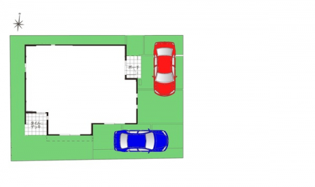 区画図　カースペースは2台分！
来客時やセカンドカー持ちの方も安心して駐車できます！
